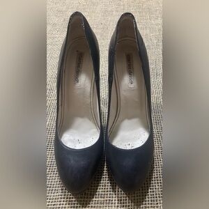 Charles David Heels Size 10B Platform Black Leather 4.5” Heel Made In Spain